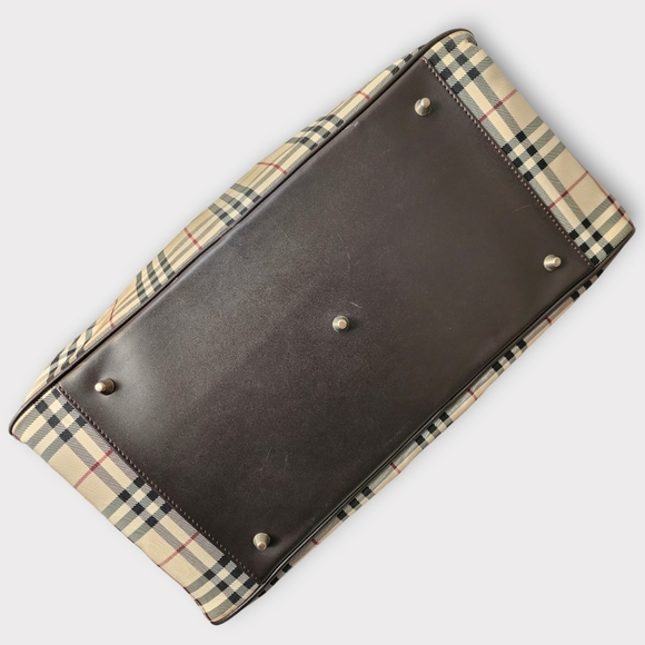BURBERRY House Check Travel Bag w/Strap, Brown - Picture 9 of 16